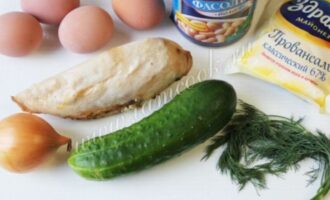 продукты для салата куриного с фасолью
