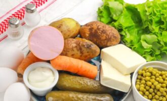 продукты для салата оливье с плавленным сыром