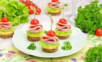 рецепт канапе с сыром и ветчиной