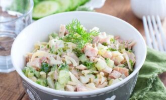 рецепт салата с копчёной курицей и свежим огурцом